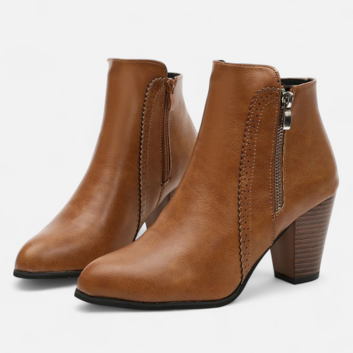 Elowen | Retro Ankle Boots with Heel and Side Zip