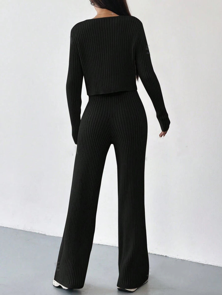 Relaxed Straight-Leg Pants Set