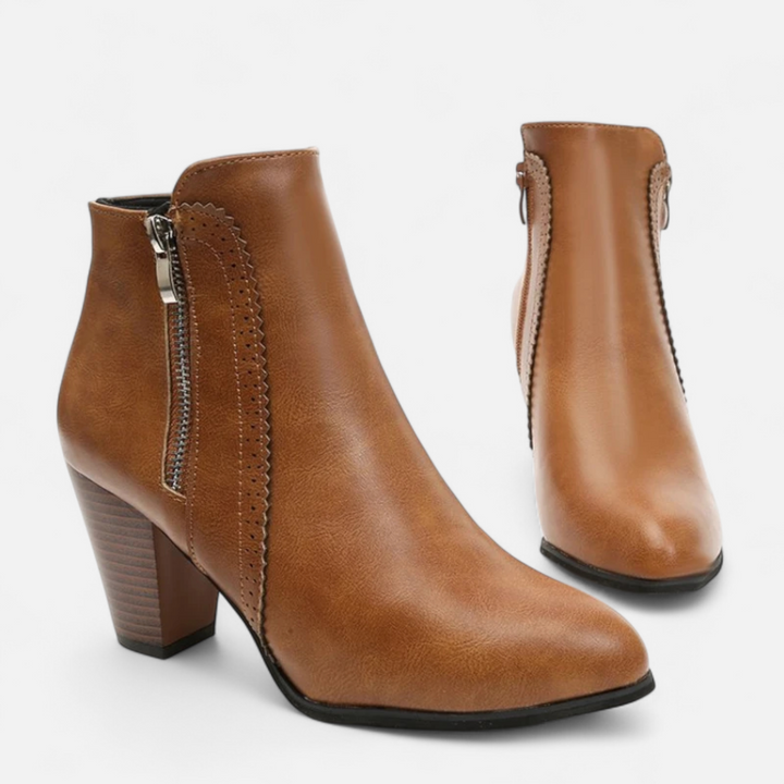 Elowen | Retro Ankle Boots with Heel and Side Zip