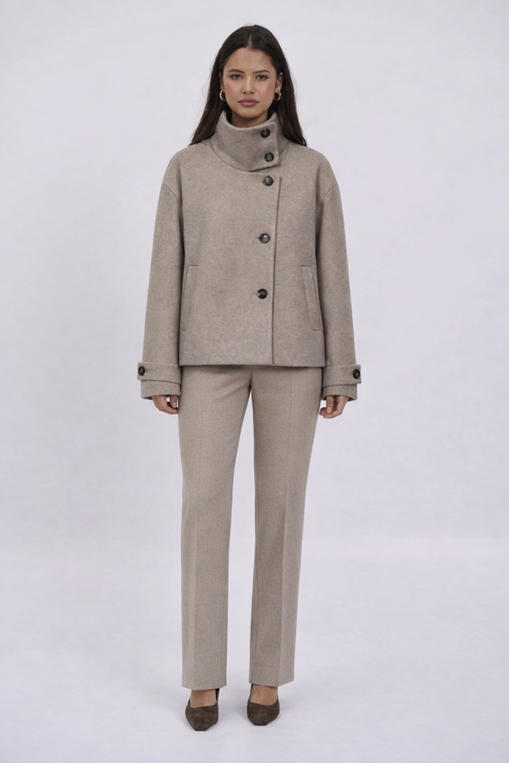 Kate | Textured Wool Coat with High Collar